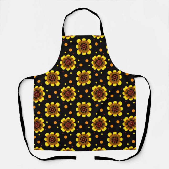 Groovy 70s Daisy Flower Power Pattern Schürze (Vorderseite)