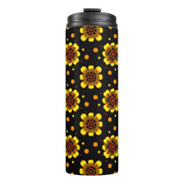Groovy 70s Daisy Flower Power Pattern Thermosbecher