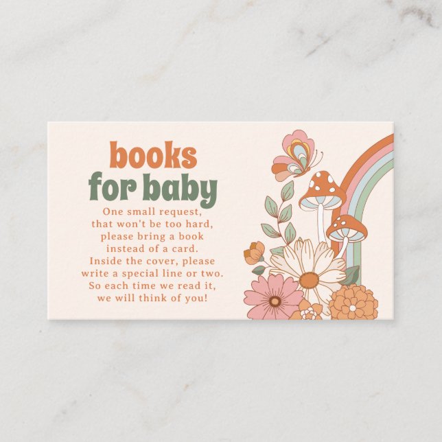 Groovy 70s Hippie Baby Shower Books for Baby Card Visitenkarte (Vorderseite)