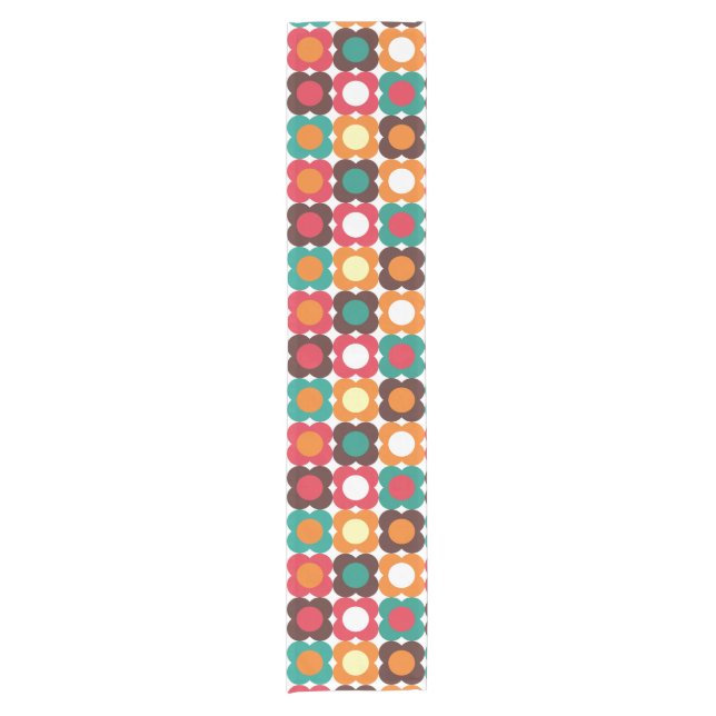 Groovy 70s Retro Flower Pattern | Bold Boho Floral Kurzer Tischläufer (Vorderseite)