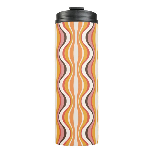 Groovy, 70s retro style patterned travel mug thermosbecher (Vorderseite)
