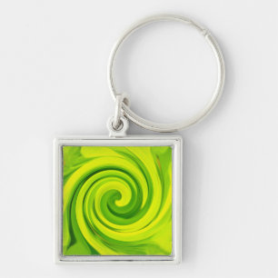 Groovy Abstract Green Liquid Art Swirl Painting Schlüsselanhänger