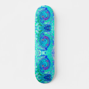 Groovy Abstract Ocean Blaue und Grüne Flüssigkeit Skateboard