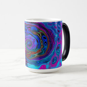 Groovy Abstract Retro Blau und Lila Wirbel Verwandlungstasse
