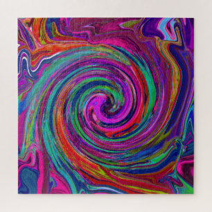 Groovy Abstract Retro Magenta Dunkler Regenbogenwi