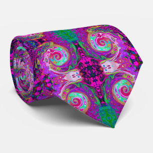 Groovy Abstract Retro Magenta Regenbogenwirbel Krawatte