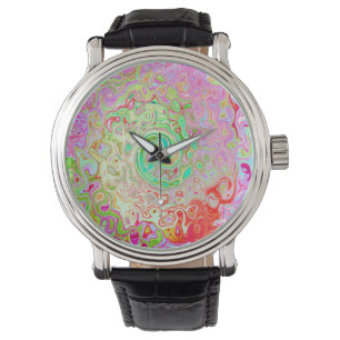 Groovy Abstract Retro Pastell Grün Flüssig Wirbel Armbanduhr