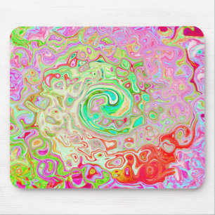 Groovy Abstract Retro Pastell Grün Flüssig Wirbel Mousepad