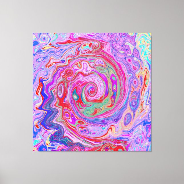 Groovy Abstract Retro Red, Purple and Pink Swirl Leinwanddruck (Vorderseite)