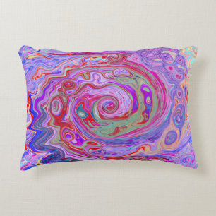 Groovy Abstract Retro Rot, Lila und Rosa Wirbel Dekokissen