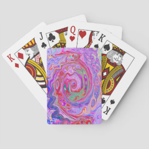 Groovy Abstract Retro Rot, Lila und Rosa Wirbel Spielkarten