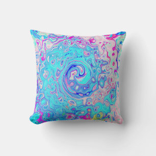 Groovy Abstract Retro Rotkehlcheneiblau Wirbel Kissen
