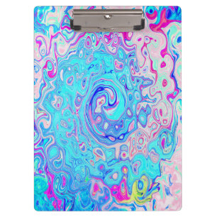 Groovy Abstract Retro Rotkehlcheneiblau Wirbel Klemmbrett