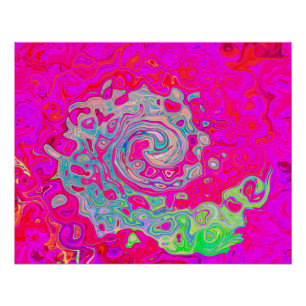 Groovy Abstract Türkisblaue und rote Spirale Poster