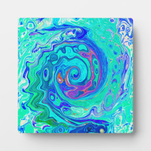 Groovy Abstracter Ozean Blau und Grün Flüssig Wirb Fotoplatte