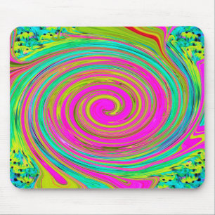 Groovy Abstracter Rosa und Türkiser Strudel Mousepad