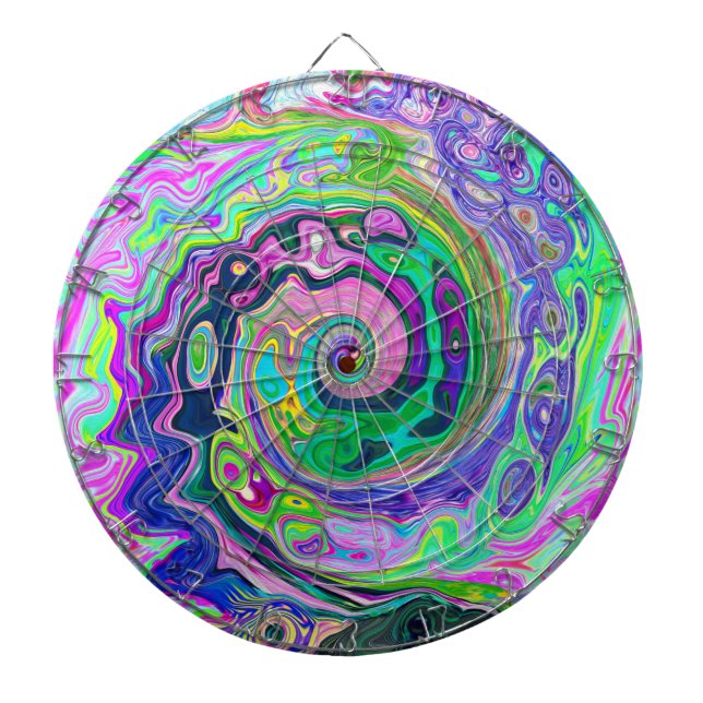 Groovy Abstrakt Aqua und Navy Lava Swirl Dartscheibe (vorne)