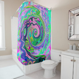 Groovy Abstrakt Aqua und Navy Lava Swirl Duschvorhang