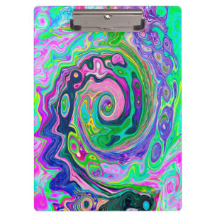 Groovy Abstrakt Aqua und Navy Lava Swirl Klemmbrett