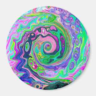 Groovy Abstrakt Aqua und Navy Lava Swirl Magnet