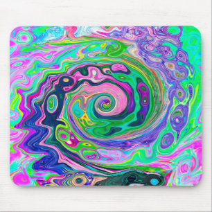 Groovy Abstrakt Aqua und Navy Lava Swirl Mousepad