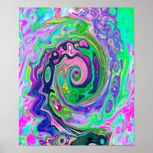 Groovy Abstrakt Aqua und Navy Lava Swirl Poster