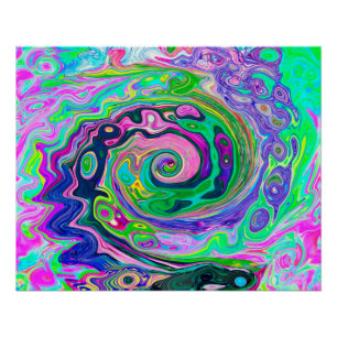 Groovy Abstrakt Aqua und Navy Lava Swirl Poster