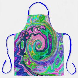Groovy Abstrakt Aqua und Navy Lava Swirl Schürze