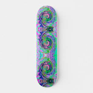 Groovy Abstrakt Aqua und Navy Lava Swirl Skateboard