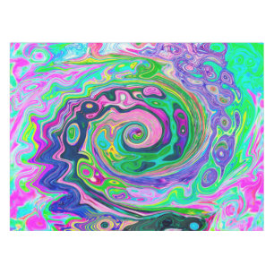 Groovy Abstrakt Aqua und Navy Lava Swirl Tischdecke