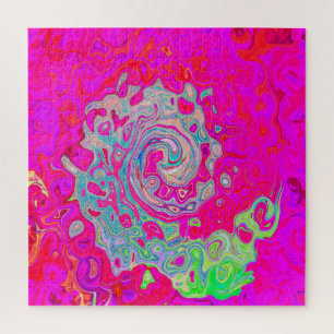 Groovy Abstrakt Aquamarin Blue and Red Swirl