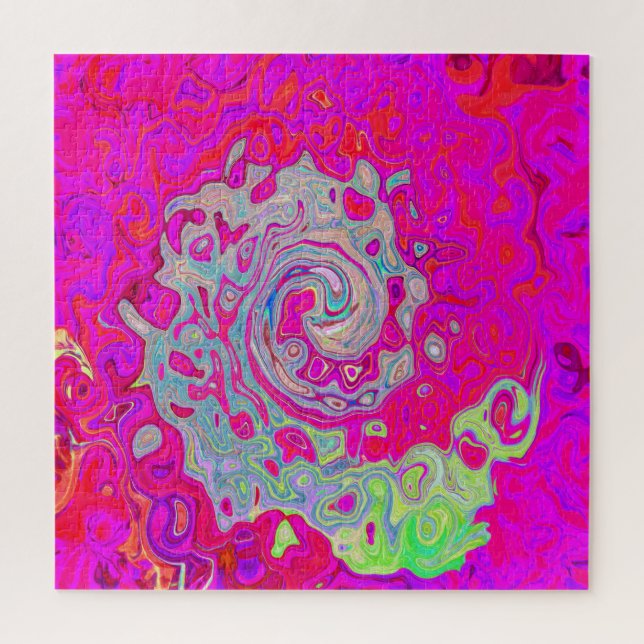 Groovy Abstrakt Aquamarin Blue and Red Swirl (Vertikal)