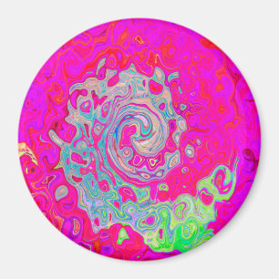 Groovy Abstrakt Aquamarin Blue and Red Swirl Magnet