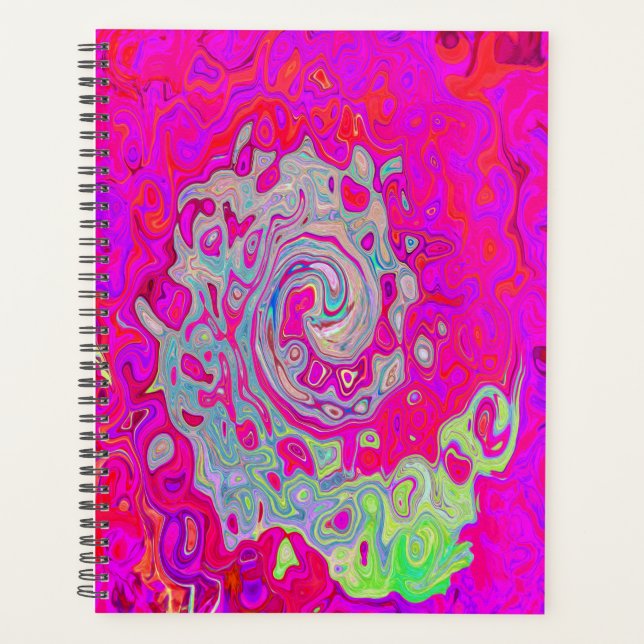 Groovy Abstrakt Aquamarin Blue and Red Swirl Planer (Vorderseite)