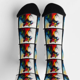 Groovy Abstrakt Cougar im Stil der 1960er Jahre Socken