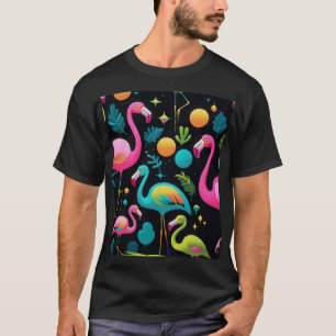 Groovy Abstrakt Flamingos im Stil der 70er Jahre T-Shirt