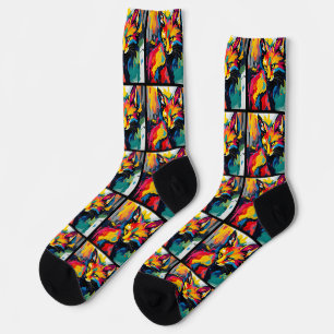 Groovy Abstrakt Fox im Stil der 1960er Jahre Socken
