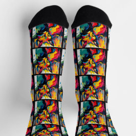 Groovy Abstrakt Fox im Stil der 1960er Jahre Socken