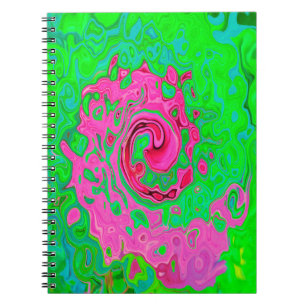 Groovy Abstrakt Green und Red Lava Liquid Swirl Notizblock