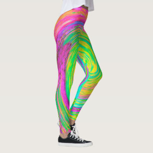 Groovy, Abstrakt, Lila und gelb, flüssiger Swirl Leggings