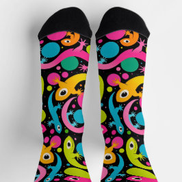 Groovy Abstrakt Lizard im Stil der 1960er Jahre Socken