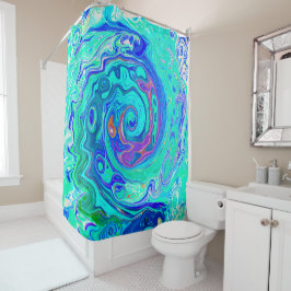 Groovy Abstrakt Ocean Blue und Green Liquid Swirl Duschvorhang