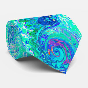 Groovy Abstrakt Ocean Blue und Green Liquid Swirl Krawatte