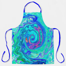 Groovy Abstrakt Ocean Blue und Green Liquid Swirl