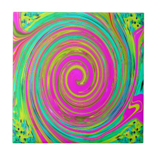Groovy Abstrakt Pink und Türkis Swirl Fliese