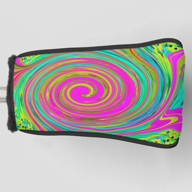 Groovy Abstrakt Pink und Türkis Swirl Golf Headcover (Vorderseite)