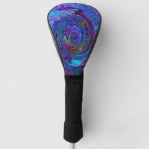 Groovy Abstrakt Retro Blau und Lila Swirl