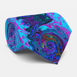 Groovy Abstrakt Retro Blau und Lila Swirl Krawatte