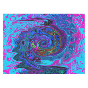 Groovy Abstrakt Retro Blau und Lila Swirl Tischdecke