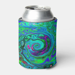 Groovy Abstrakt Retro Grün und Blau Swirl Dosenkühler